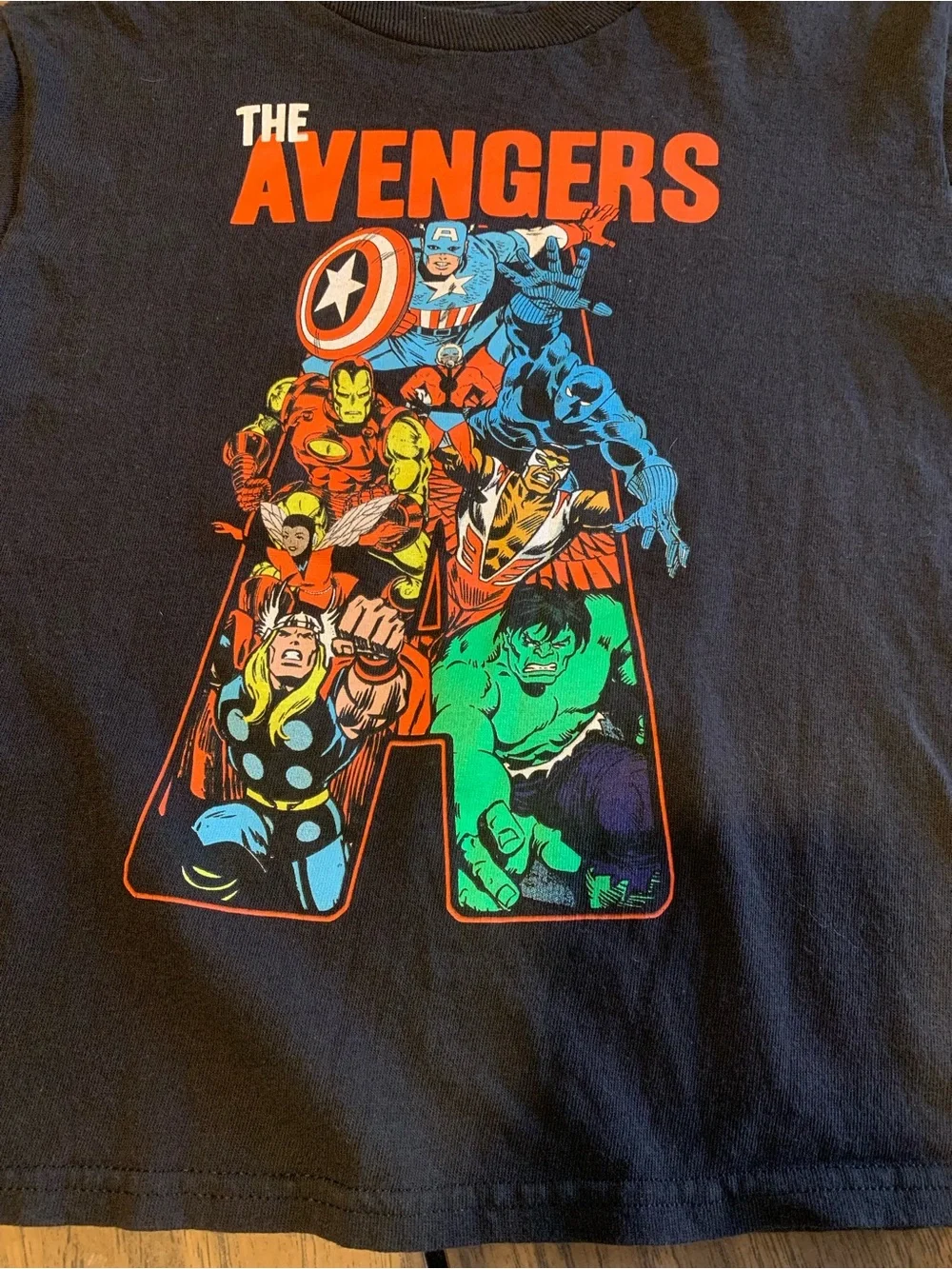 Marvel Kids Black Avengers Graphic Tee with Red Logo